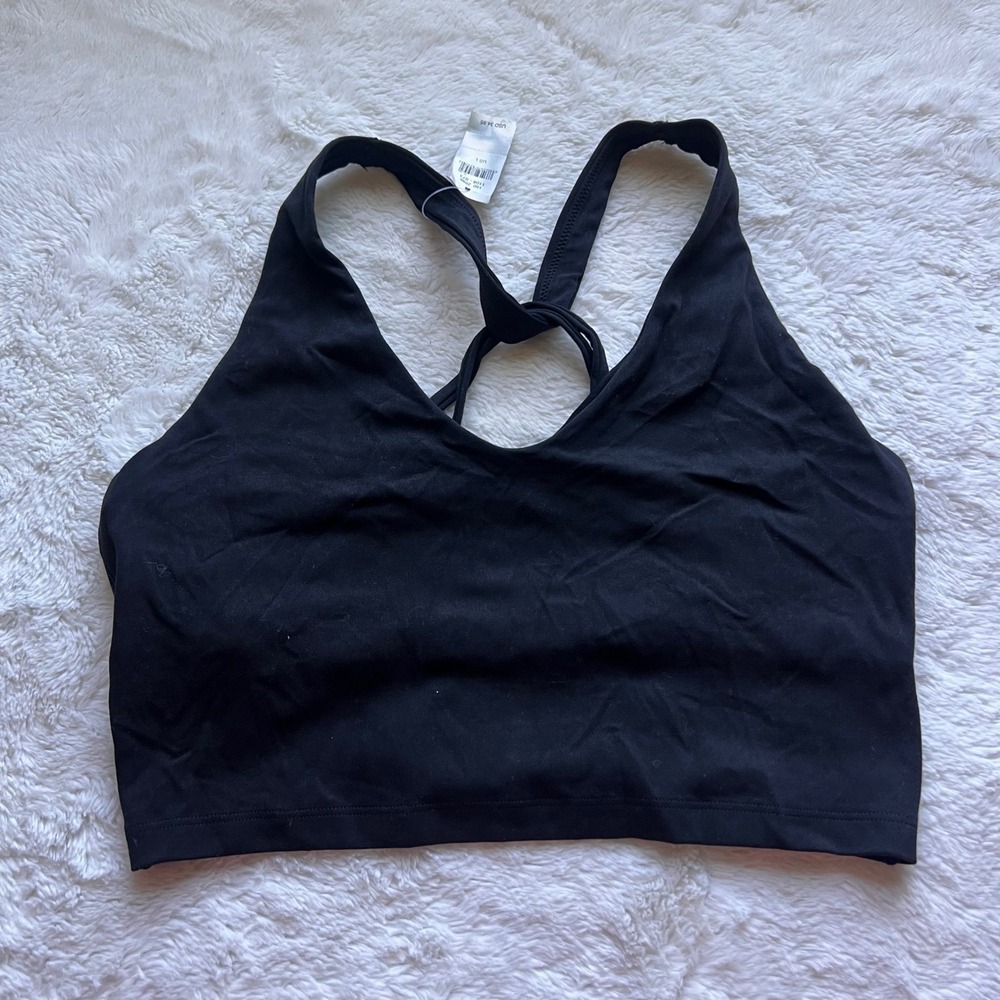 OFFLINE by Aerie Real Me Recharge Black Strappy Back Sports Bra Size Large NWT